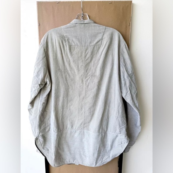 ZIGGY CHEN MEN'S SHIRT, Striped White Grey, Band Collar Size 52 Large - Picture 2 of 10